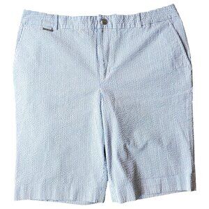 Lauren Ralph Lauren Womens Blue & White Striped Seersucker Shorts Size 14